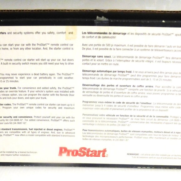 ProStart REMOTE CONTROL CAR STARTER Vintage Car Starter Key Fob Alarm 34-0680-0 - Picture 10 of 10